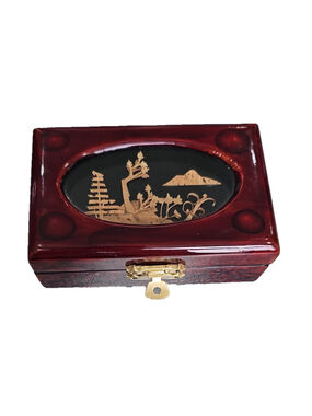 VINTAGE Chinese Hand Crafted Cork Diorama Jewelry/Music Box - BEAUTIFUL